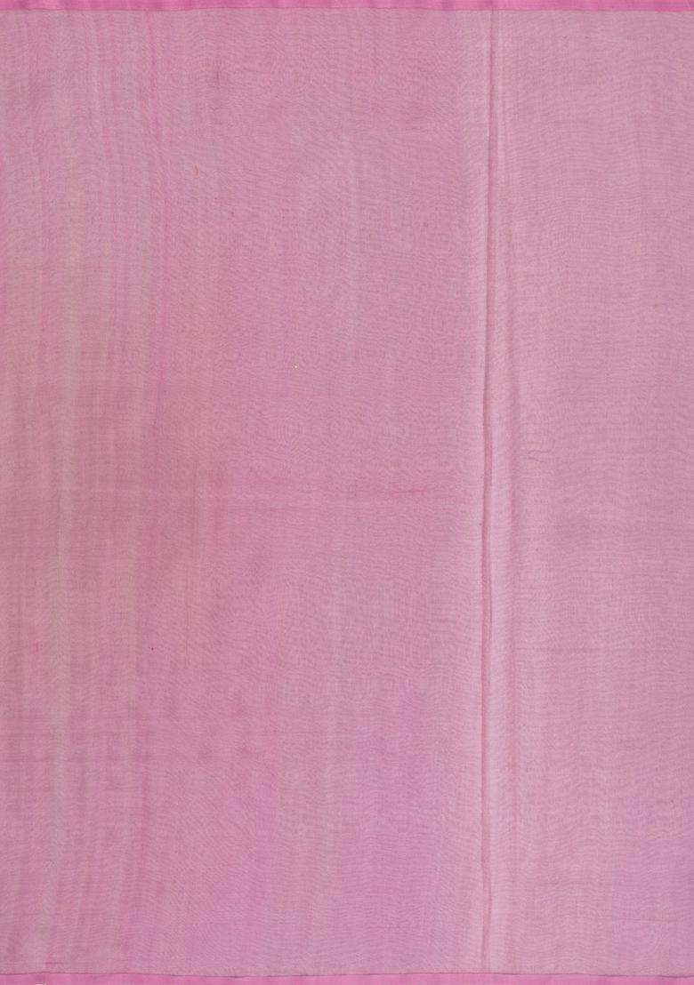 Baby Pink Handloom Organza Soft Silk Saree With Jaal Motifs With Buttas And Brocade Design For Women - Indya
