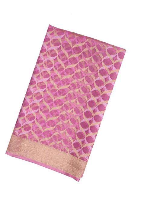 Baby Pink Handloom Organza Soft Silk Saree With Jaal Motifs With Buttas And Brocade Design For Women