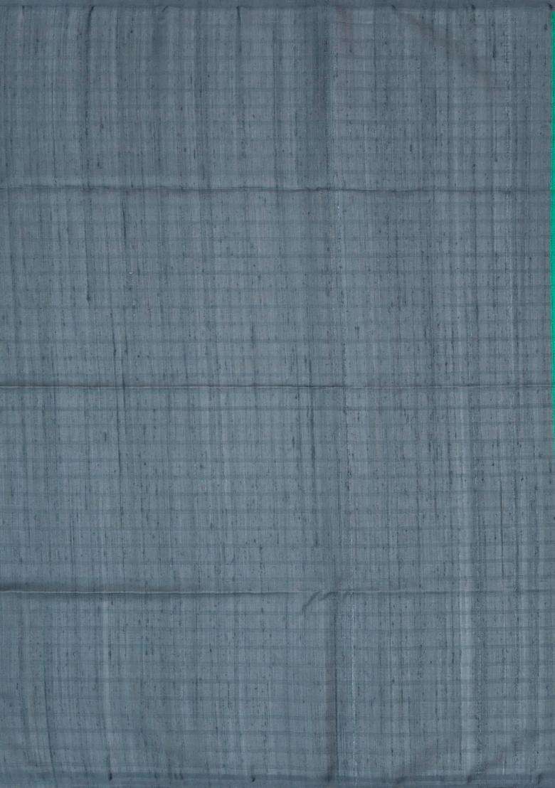 Turquoise Handloom Kora Soft Silk Organza Saree With Stripes Checks With Checks And Stripes Design For Women - Indya