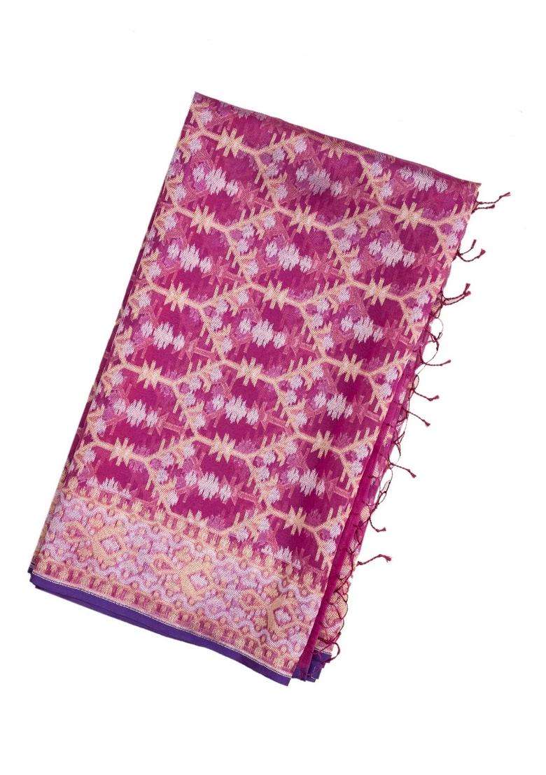 Blue Handloom Organza Soft Silk Saree With Floral Motifs With Buttas And Brocade Design For Women - Indya