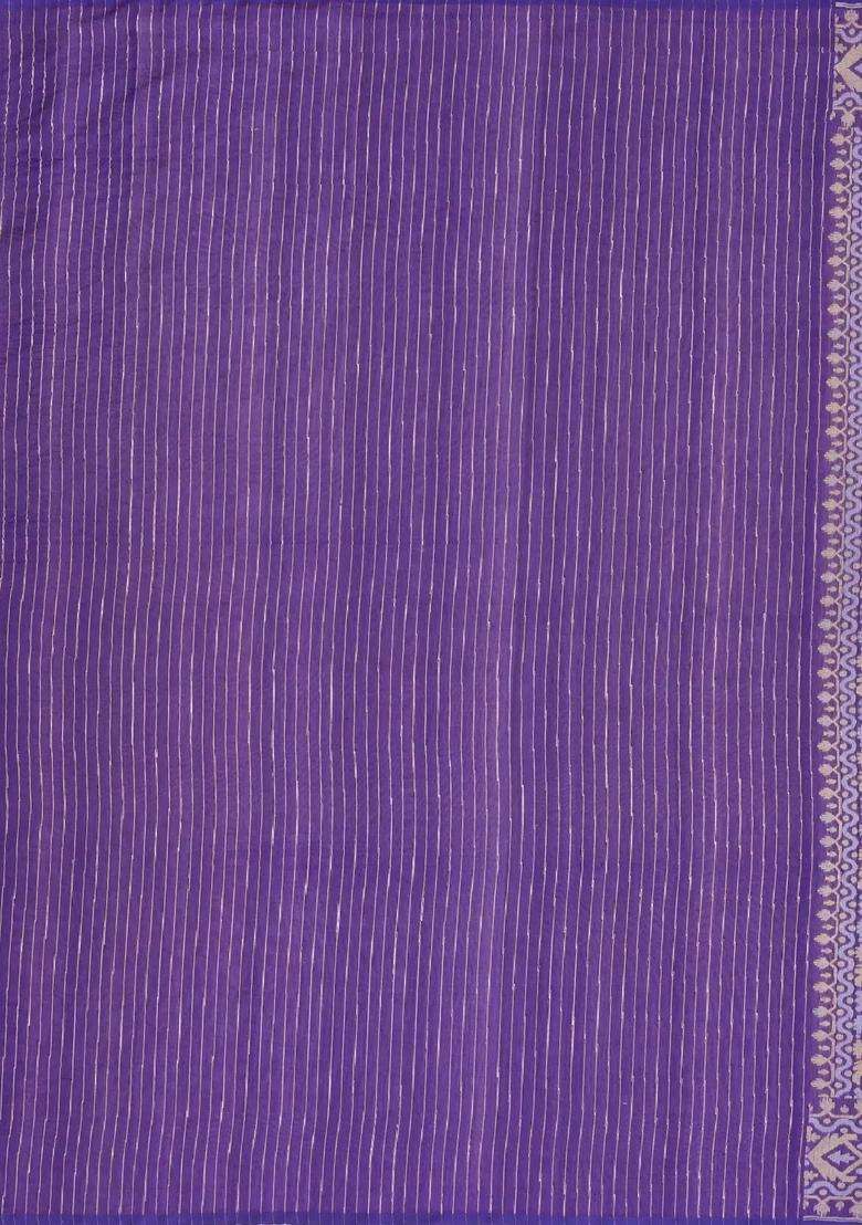 Blue Handloom Organza Soft Silk Saree With Floral Motifs With Buttas And Brocade Design For Women - Indya