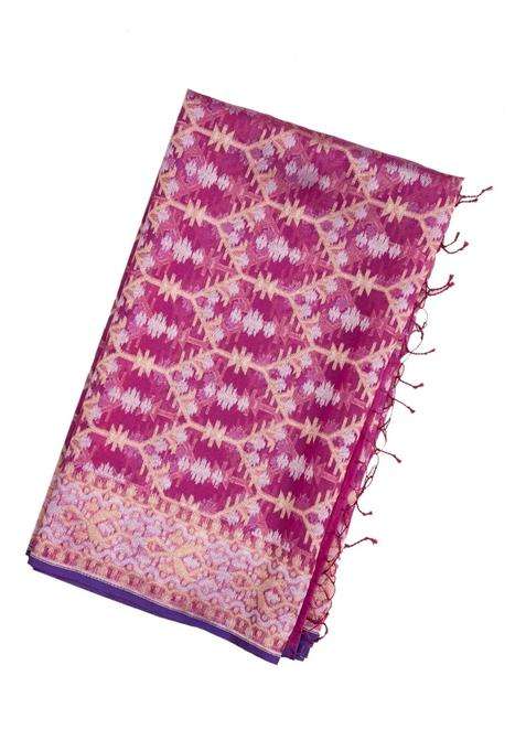 Blue Handloom Organza Soft Silk Saree With Floral Motifs With Buttas And Brocade Design For Women