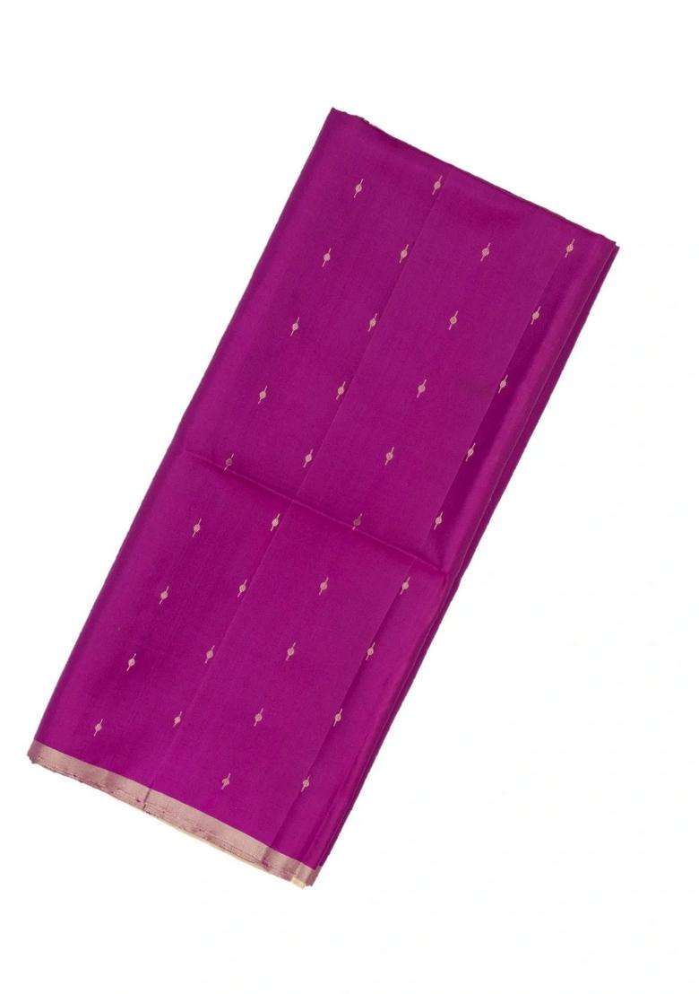 Magenta Handloom Soft Silk Organza Saree With Stripes Contrast Pallu With Buttas And Brocade Design For Women - Indya