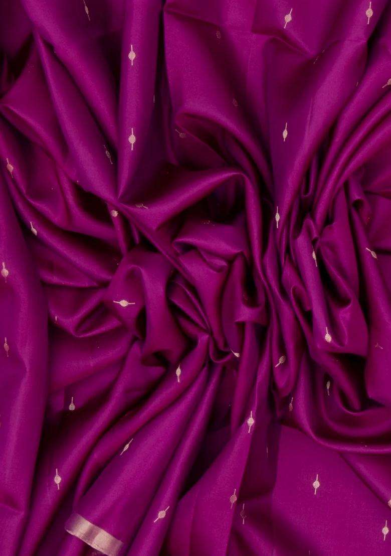 Magenta Handloom Soft Silk Organza Saree With Stripes Contrast Pallu With Buttas And Brocade Design For Women - Indya