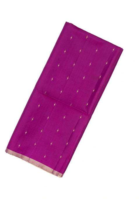Magenta Handloom Soft Silk Organza Saree With Stripes Contrast Pallu With Buttas And Brocade Design For Women