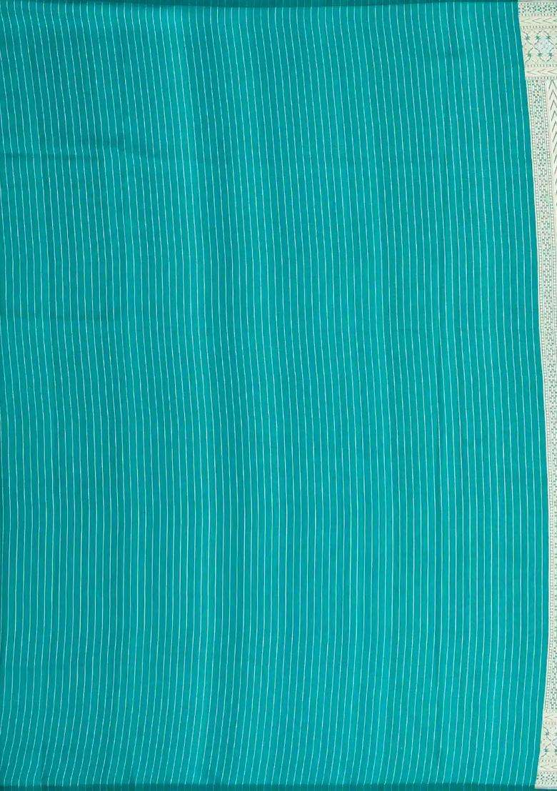 Green Handloom Organza Satin Soft Silk Saree With Floral Motifs With Buttas And Brocade Design For Women - Indya