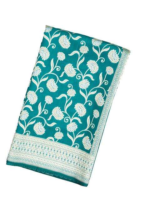 Green Handloom Organza Satin Soft Silk Saree With Floral Motifs With Buttas And Brocade Design For Women