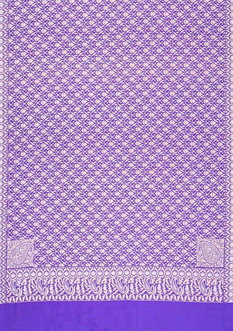 Blue Handloom Organza Soft Silk Saree With Floral Motifs With Traditional Woven Design For Women - Indya