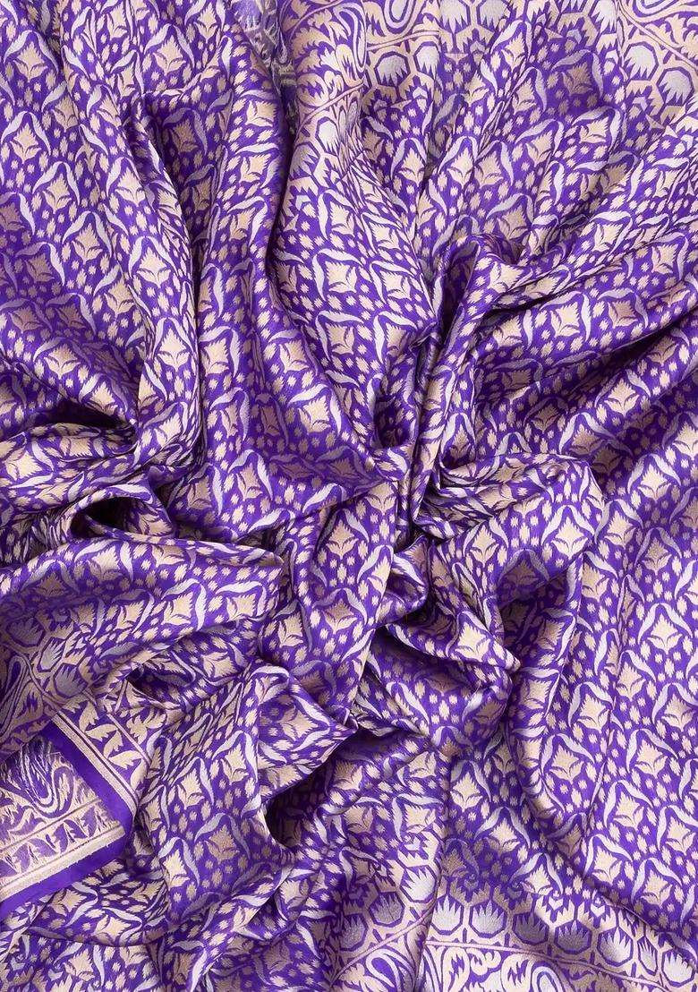Blue Handloom Organza Soft Silk Saree With Floral Motifs With Traditional Woven Design For Women - Indya