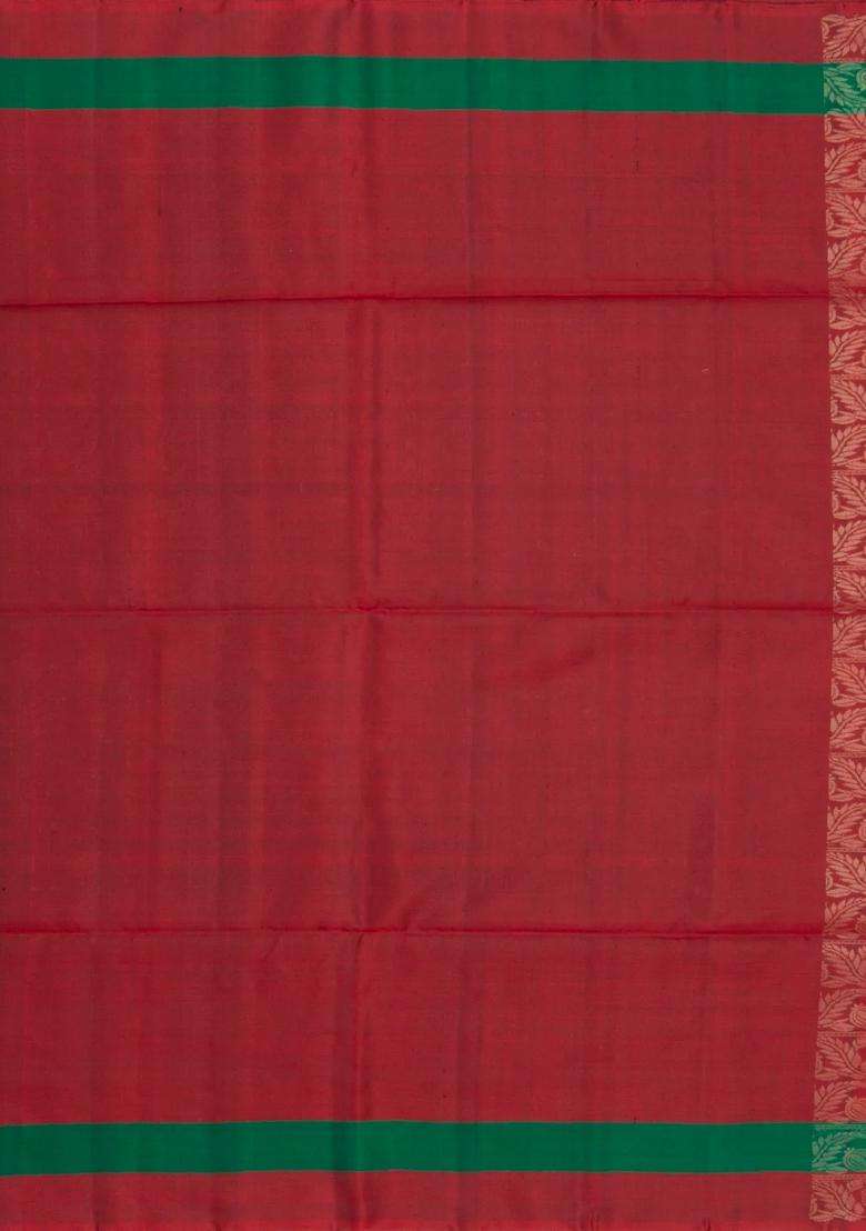 Orange Handloom Soft Silk Saree With Floral Motifs Contrast Border With Traditional Woven Design For Women - Indya