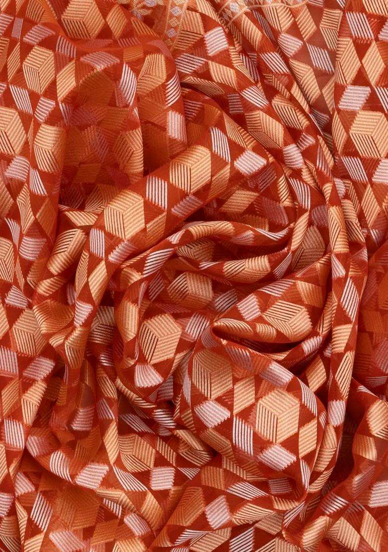 Orange Handloom Organza Satin Soft Silk Saree With Floral Motifs With Traditional Woven Design For Women - Indya