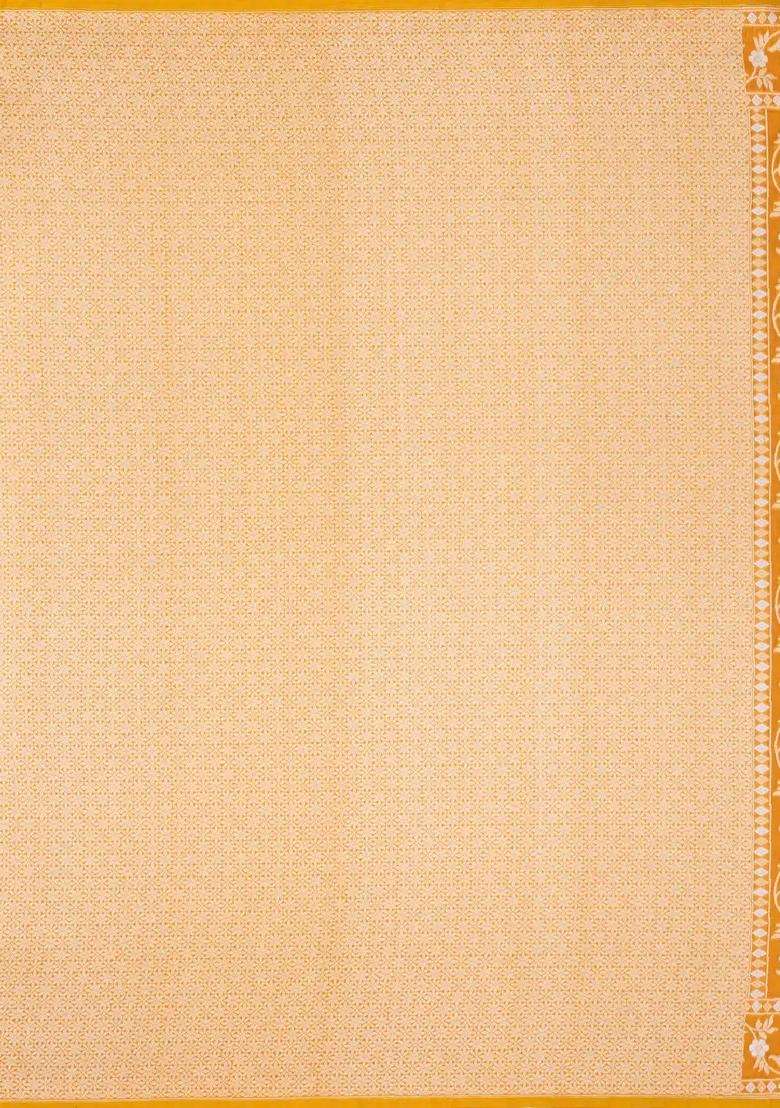Orange Handloom Organza Satin Soft Silk Saree With Floral Motifs With Traditional Woven Design For Women - Indya