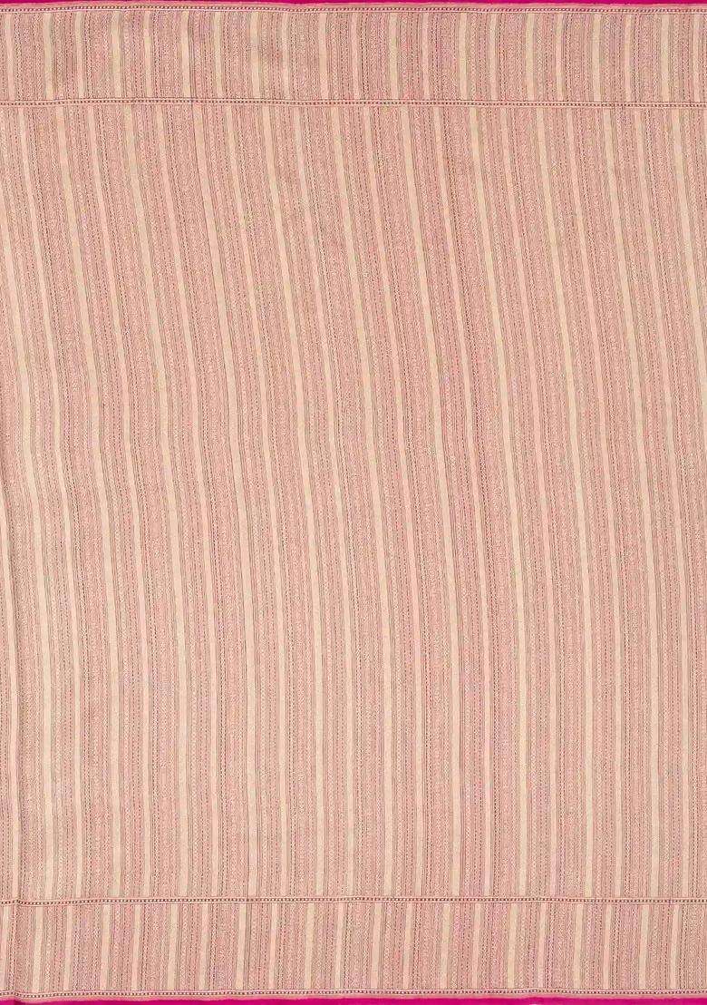 Magenta Handloom Organza Satin Soft Silk Saree With Floral Vine Motifs With Traditional Woven Design For Women - Indya