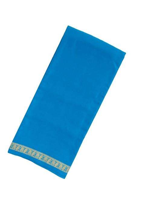 Sky Blue Woven Mysore Crepe Pure Zari Silk Saree With Zari Border With Traditional Woven Design For Women