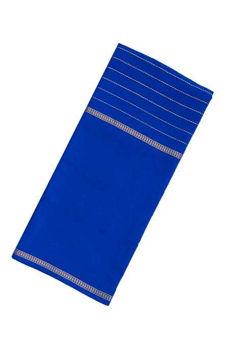 Blue Woven Mysore Crepe Pure Zari Silk Saree With Zari Stripes With Checks And Stripes Design For Women