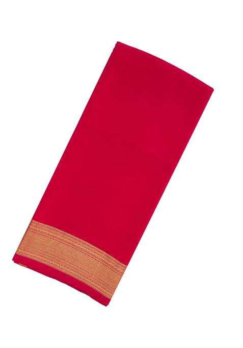 Red Woven Mysore Crepe Pure Zari Silk Saree With Zari Border With Traditional Woven Design For Women