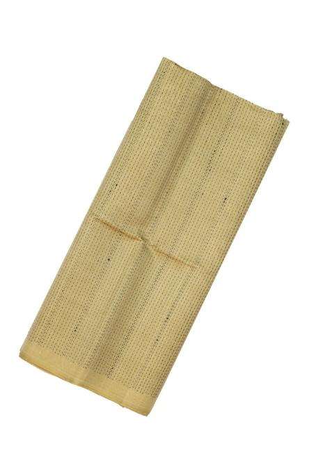 Taupe Handloom Kora Soft Silk Saree With Dotted Stripes With Checks And Stripes Design For Women