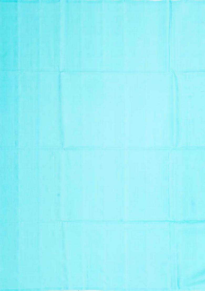 Turquoise Handloom Soft Silk Saree With Stripes Buttas With Buttas And Brocade Design For Women - Indya