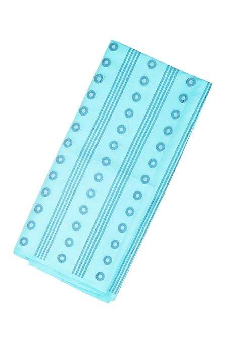 Turquoise Handloom Soft Silk Saree With Stripes Buttas With Buttas And Brocade Design For Women