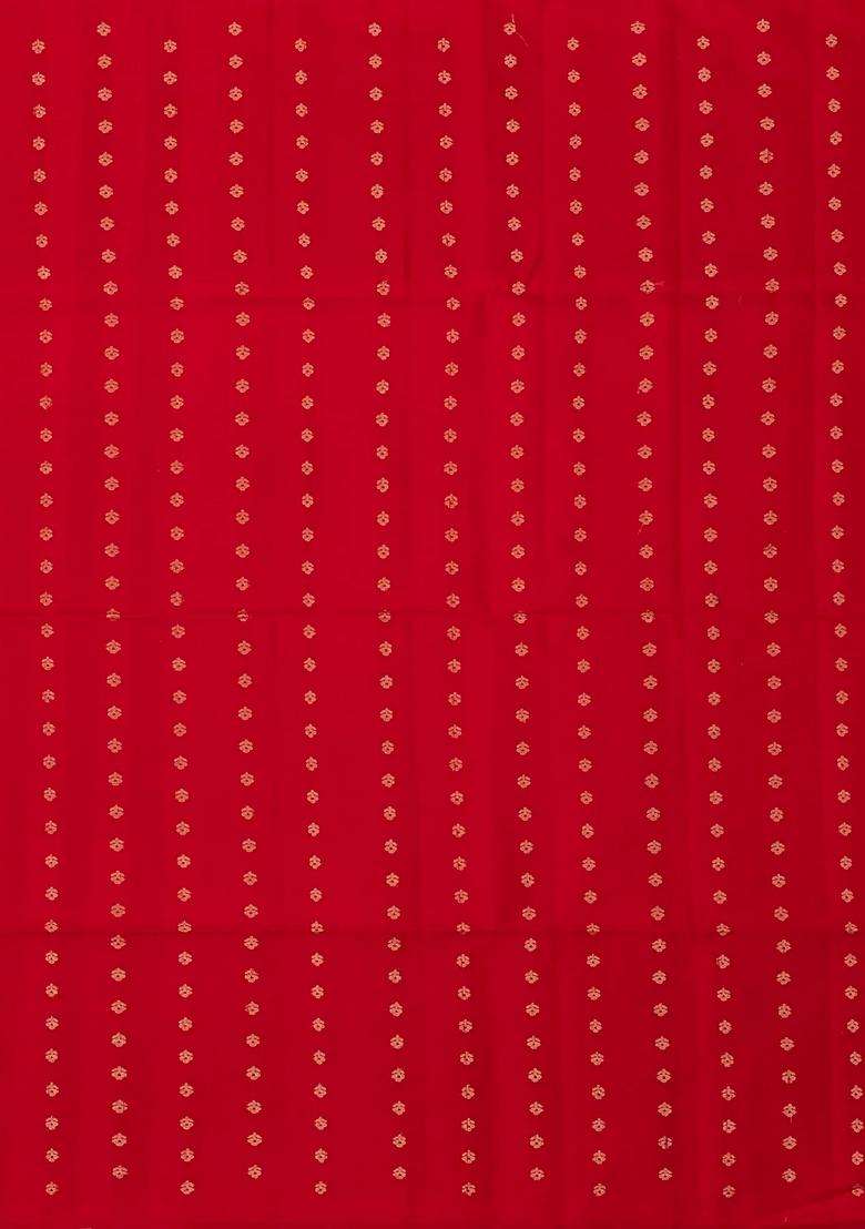 Crimson Handloom Soft Silk Saree With Stripes Floral Motifs With Checks And Stripes Design For Women - Indya