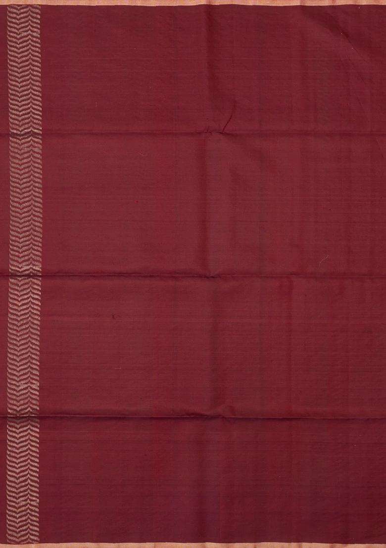Purple Maroon Handloom Soft Silk Saree With Stripes With Checks And Stripes Design For Women - Indya
