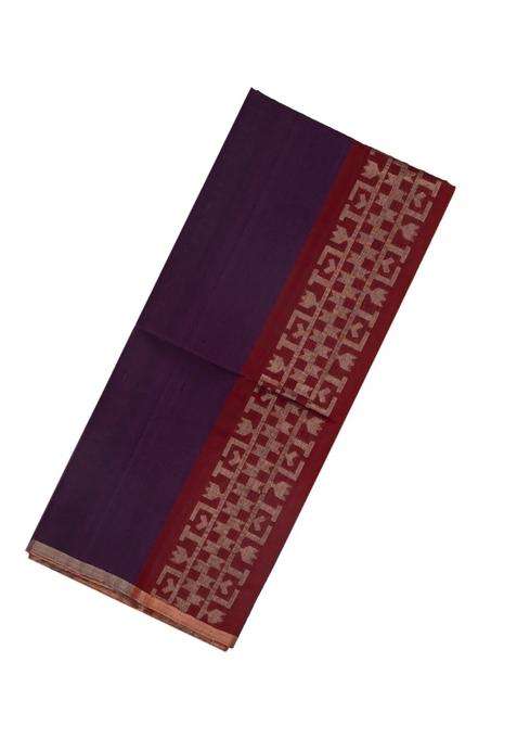 Purple Maroon Handloom Soft Silk Saree With Stripes With Checks And Stripes Design For Women