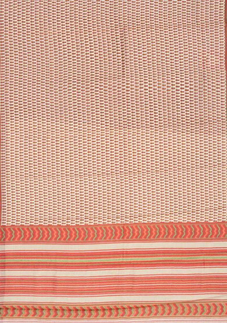 Cream Handloom Chanderi Cotton Saree With Printed Mango Motifs For Women - Indya