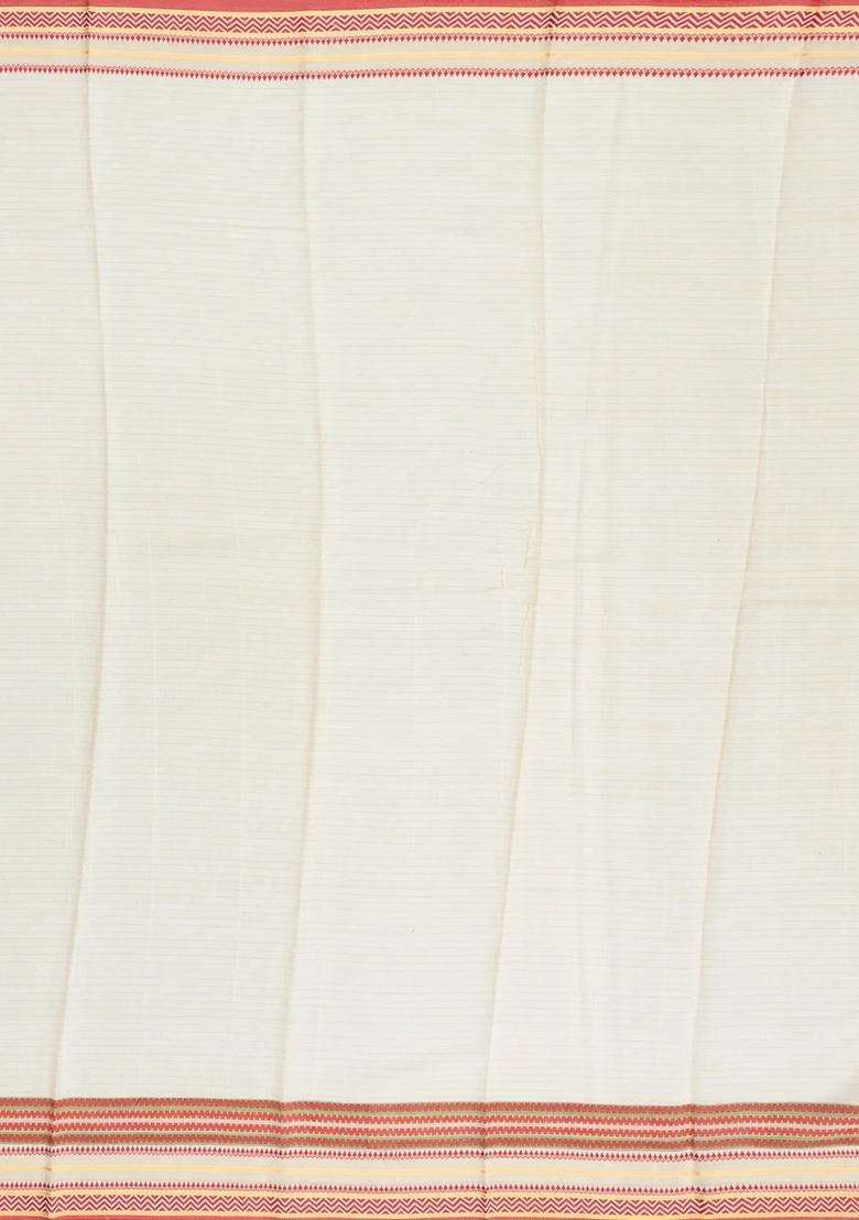 Cream Handloom Chanderi Cotton Saree With Printed Mango Motifs For Women - Indya