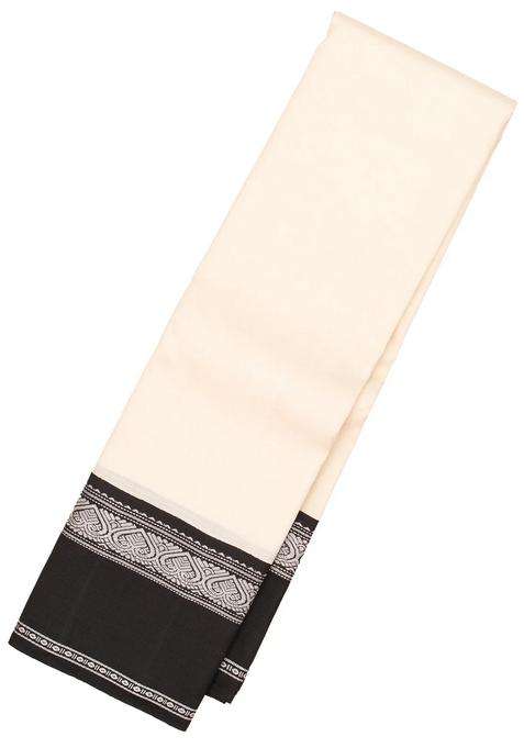 Off White Handloom Korvai Kanchipuram Silk Saree With Silk Thread Work Border With Korvai And Temple Border Design For Women