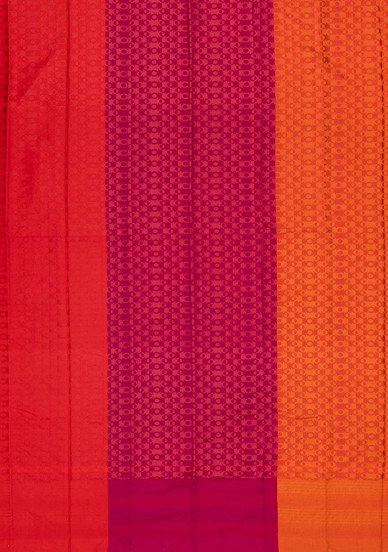 Purple Handloom Soft Silk Saree With Geometric Jaal Motifs With Buttas And Brocade Design For Women - Indya