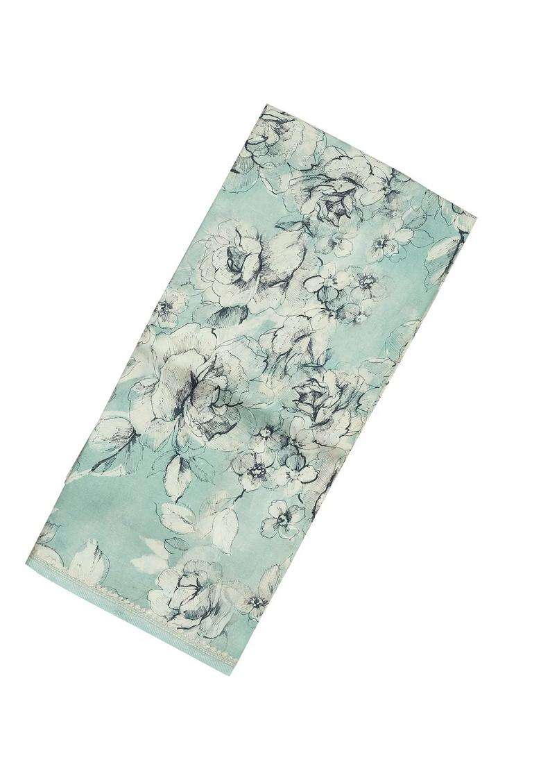 Cardamom Green Handloom Tussar Silk Saree With Printed Floral Motifs For Women - Indya