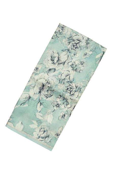 Cardamom Green Handloom Tussar Silk Saree With Printed Floral Motifs For Women
