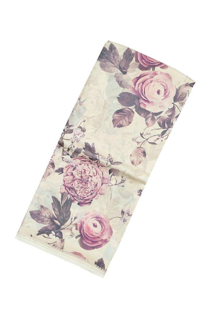 Cream Handloom Tussar Silk Saree With Printed Floral Motifs For Women - Indya