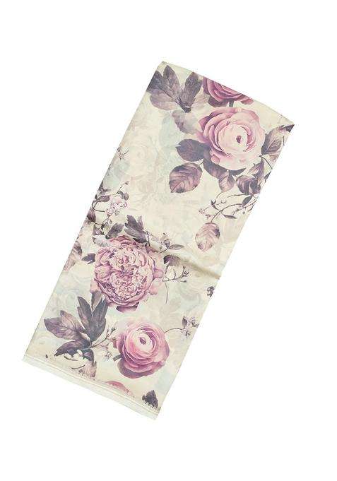 Cream Handloom Tussar Silk Saree With Printed Floral Motifs For Women