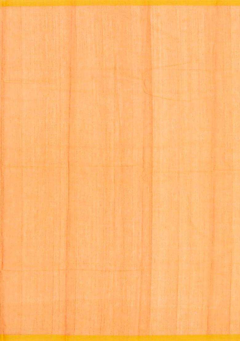 Mango Yellow Handloom Kanchi Cotton Saree With Yazhi Buttas With Buttas And Brocade Design For Women - Indya