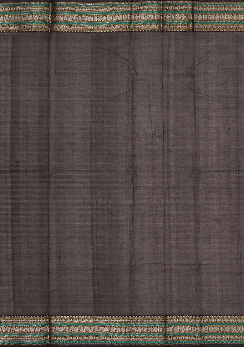 Red Handloom Kanchi Cotton Saree With Buttas Contrast Silk Border With Buttas And Brocade Design For Women - Indya
