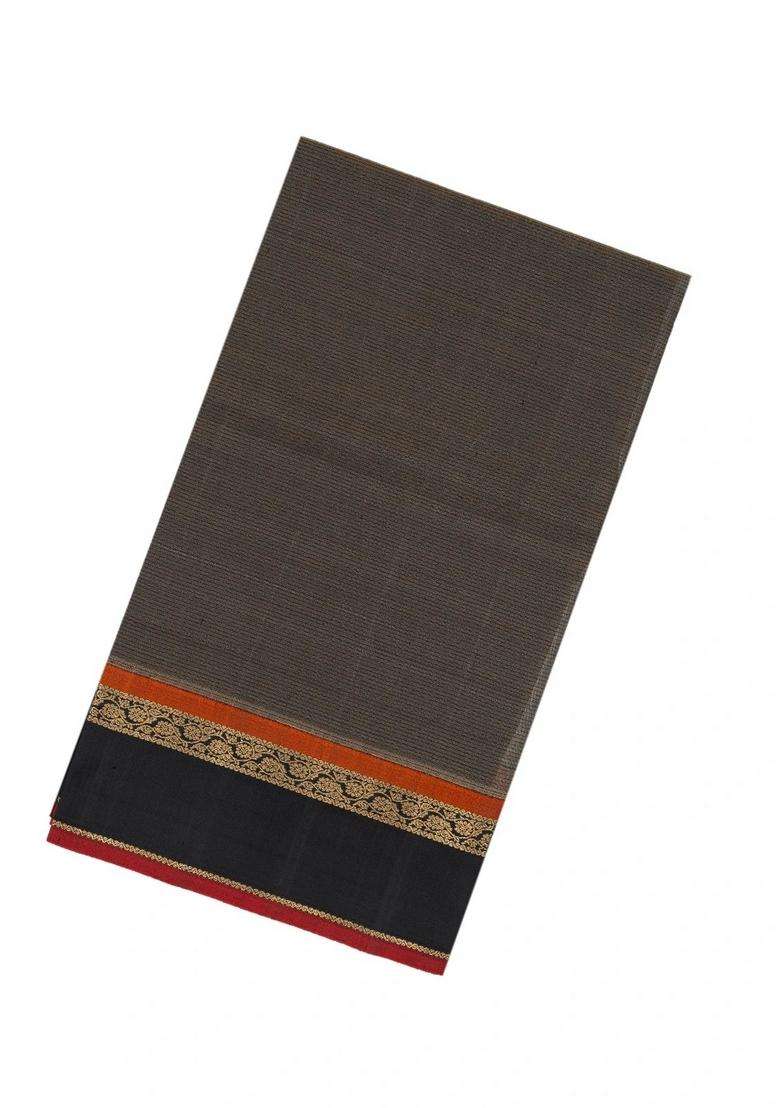 Black Handloom Soft Silk Saree With Stripes With Checks And Stripes Design For Women - Indya