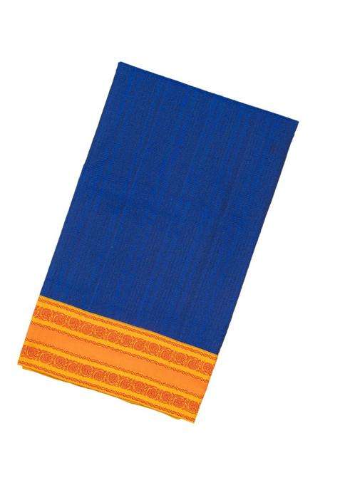 Blue Handloom Soft Silk Saree With Stripes Contrast Border With Checks And Stripes Design For Women