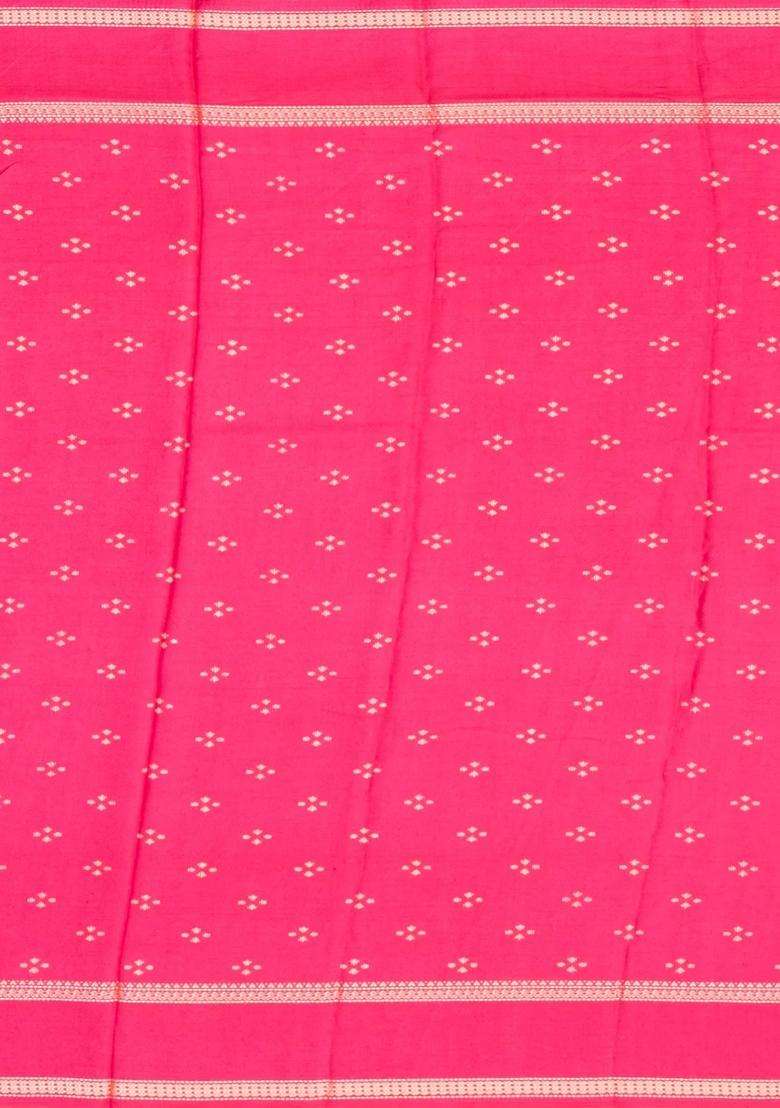 Hot Peach Woven Art Dupion Art Silk Saree With Printed Floral Motifs For Women - Indya