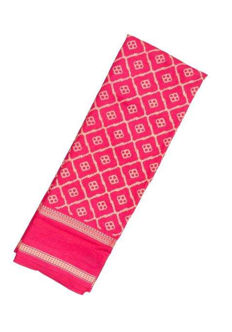 Hot Peach Woven Art Dupion Art Silk Saree With Printed Floral Motifs For Women
