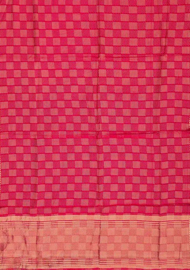 Red Woven Art Dola Viscose Art Silk Saree With Zari Motifs Contrast Pallu With Buttas And Brocade Design For Women - Indya