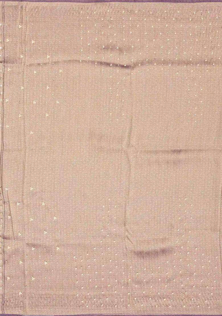Lilac Woven Blended Tissue Saree With Hand Embroidery With Embroidered Design For Women - Indya