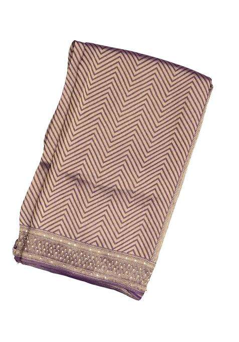 Lilac Woven Blended Tissue Saree With Hand Embroidery With Embroidered Design For Women