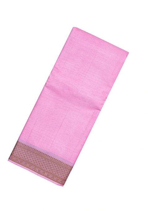 Bubblegum Pink Woven Tussar Silk Saree With Silk Thread Work Border With Traditional Woven Design For Women
