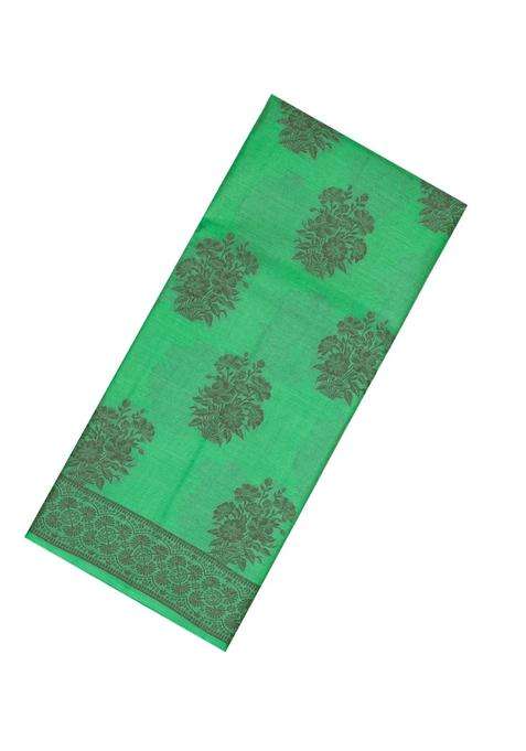 Green Woven Tussar Silk Saree With Floral Buttas With Buttas And Brocade Design For Women
