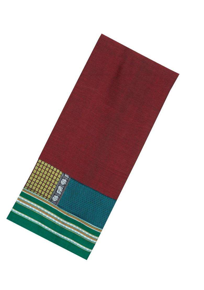 Brown Woven Cotton Saree With Kasuti Hand Embroidered Border Pallu For Women - Indya