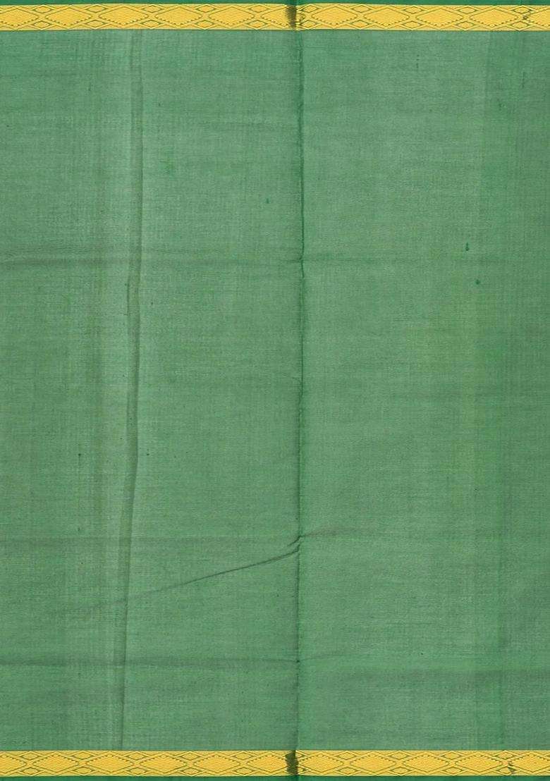 Peach Handloom Silk Cotton Saree With Stripes Contrast Pallu With Checks And Stripes Design For Women - Indya