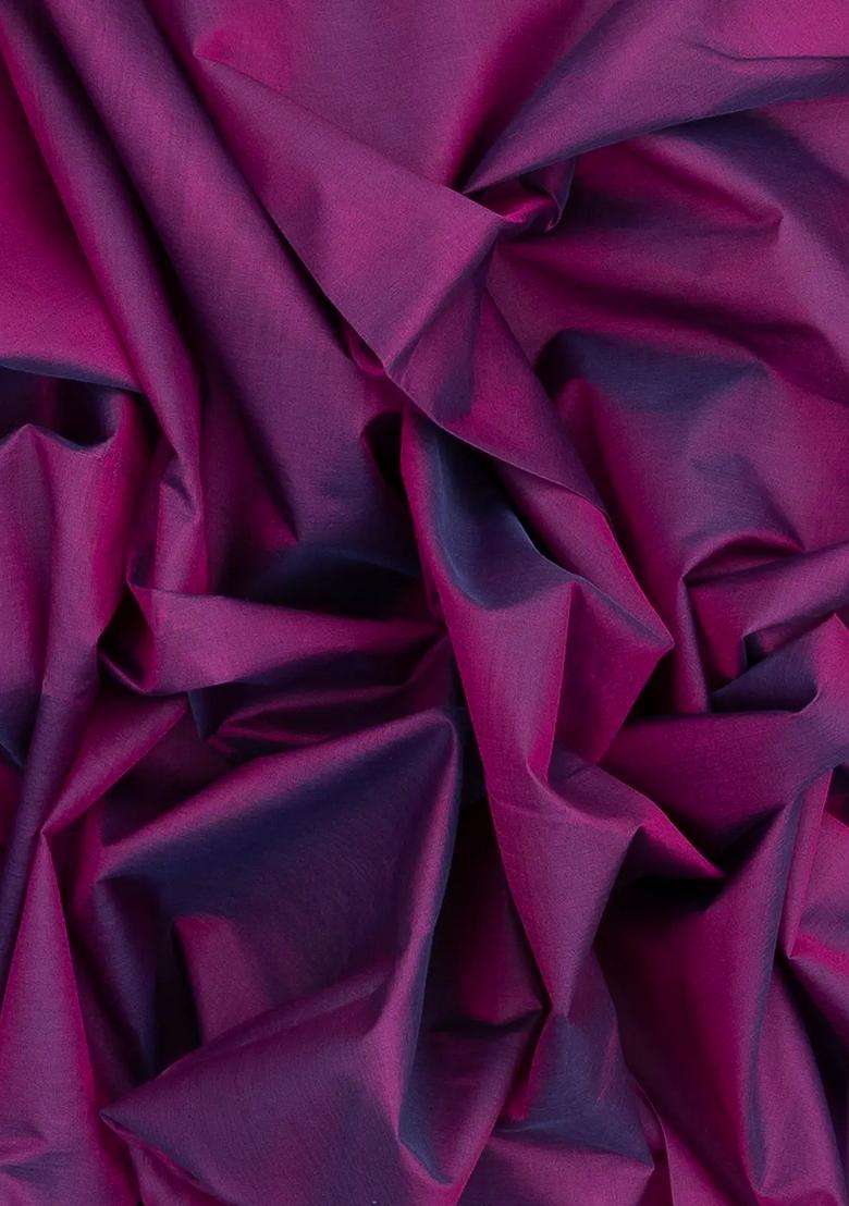 Purple Handloom Silk Cotton Saree With Contrast Zari Border With Traditional Woven Design For Women - Indya