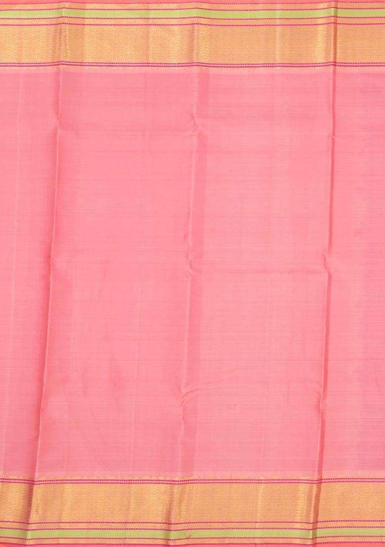 Purple Handloom Korvai Kanchipuram Silk Saree With Tie Dye Motifs With Printed Design For Women - Indya