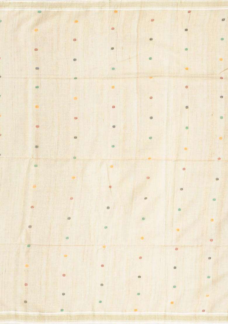 Taupe Handloom Tussar Silk Saree With Meena Floral Motifs With Buttas And Brocade Design For Women - Indya